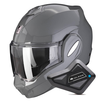 Modular Scorpion Exo Tech Evo Solid Cement Grey + Kit Bluetooth BT Mini