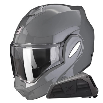 Modular Scorpion Exo Tech Evo Solid Cement Grey + Kit bluetooth Exo-Com Link-1