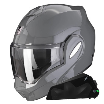 Modular Scorpion Exo Tech Evo Solid Cement Grey + Kit bluetooth Exo-Com Link-1C