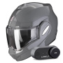 Casque Modular Scorpion Exo Tech Evo Solid Cement Grey + Kit Bluetooth Lokui K30