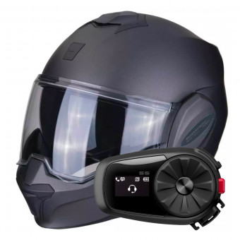 Casque Modular Scorpion Exo Tech Evo Solid Matt Anthracite + Kit Bluetooth 5S Casque Modular Scorpion Exo Tech Evo Solid Matt Anthracite + Kit Bluetooth 5S