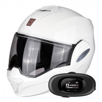 Modular Scorpion Exo Tech Evo Solid White + Kit bluetooth 5R Lite