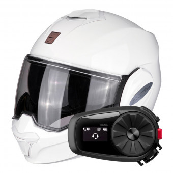 Modular Scorpion Exo Tech Evo Solid White + Kit Bluetooth 5S