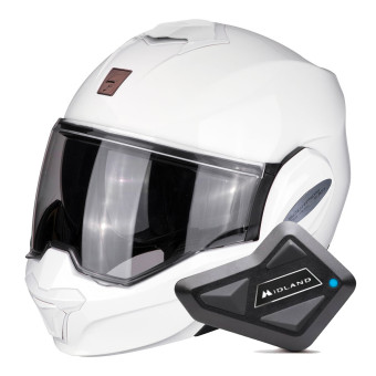 Modular Scorpion Exo Tech Evo Solid White + Kit Bluetooth BT Mini