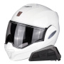 Casque Modular Scorpion Exo Tech Evo Solid White + Kit bluetooth Exo-Com Link-1
