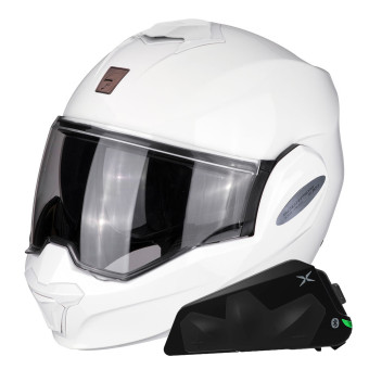 Modular Scorpion Exo Tech Evo Solid White + Kit bluetooth Exo-Com Link-1C