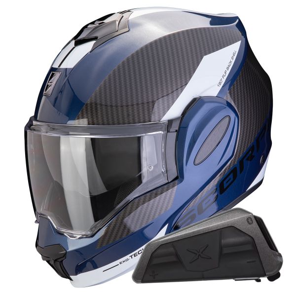 Modular Scorpion Exo Tech Evo Team Blue Black White + Kit bluetooth Exo-Com Link-1