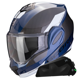Modular Scorpion Exo Tech Evo Team Blue Black White + Kit bluetooth Exo-Com Link-1C