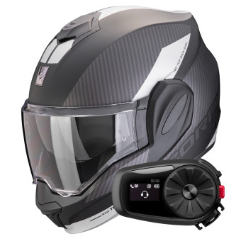 Modular Scorpion Exo Tech Evo Team Matt Black Silver + Kit Bluetooth 5S Solo