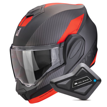 Modular Scorpion Exo Tech Evo Team Matt Black Silver Red + Kit Bluetooth BT Mini