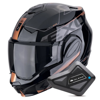 Modular Scorpion Exo Tech Evo Traveller Black Copper + Kit Bluetooth BT Mini