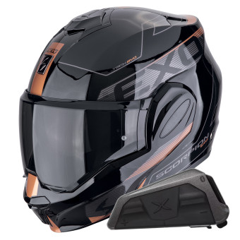 Modular Scorpion Exo Tech Evo Traveller Black Copper + Kit bluetooth Exo-Com Link-1