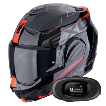 Modular Scorpion Exo Tech Evo Traveller Black Red + Kit bluetooth 5R Lite Solo
