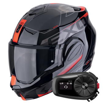 Casque Modular Scorpion Exo Tech Evo Traveller Black Red + Kit Bluetooth 5S Solo Casque Modular Scorpion Exo Tech Evo Traveller Black Red + Kit Bluetooth 5S Solo