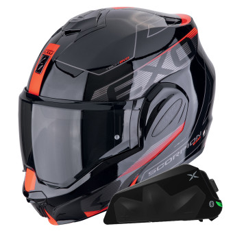 Modular Scorpion Exo Tech Evo Traveller Black Red + Kit bluetooth Exo-Com Link-1C