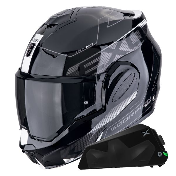 Modular Scorpion Exo Tech Evo Traveller Black White + Kit bluetooth Exo-Com Link-1C