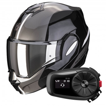 Modular Scorpion Exo Tech Forza Black Silver + Kit Bluetooth 5S