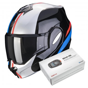 Modular Scorpion Exo Tech Forza Black Silver Red + Kit Bluetooth SMH5