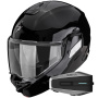 Casque Modular Scorpion Exo-Tech II Solid Black + Kit Bluetooth Vortex HD