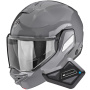 Casque Modular Scorpion Exo-Tech II Solid Cement Grey + Kit Bluetooth BT Mini
