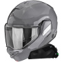 Casque Modular Scorpion Exo-Tech II Solid Cement Grey + Kit bluetooth Exo-Com Link-1C