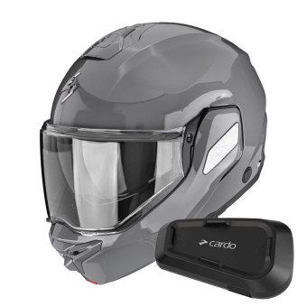 Casque Modular Scorpion Exo-Tech II Solid Cement Grey + Kit Bluetooth Spirit Casque Modular Scorpion Exo-Tech II Solid Cement Grey + Kit Bluetooth Spirit