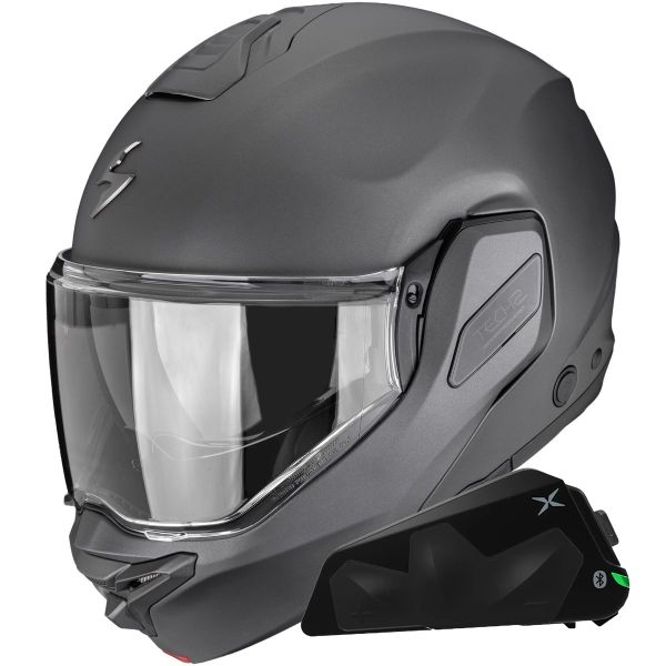 Modular Scorpion Exo-Tech II Solid Matt Anthracite + Kit bluetooth Exo-Com Link-1C