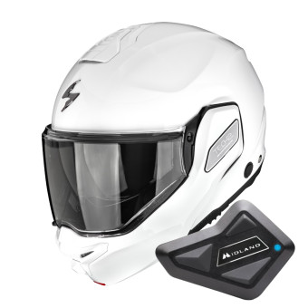 Casque Modular Scorpion Exo-Tech II Solid White + Kit Bluetooth BT Mini Casque Modular Scorpion Exo-Tech II Solid White + Kit Bluetooth BT Mini