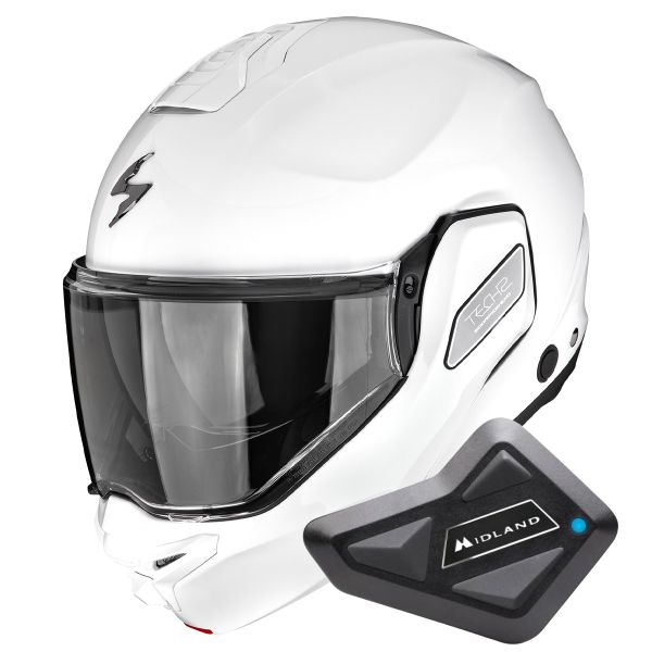Modular Scorpion Exo-Tech II Solid White + Kit Bluetooth BT Mini