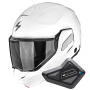 Casque Modular Scorpion Exo-Tech II Solid White + Kit Bluetooth BT Mini