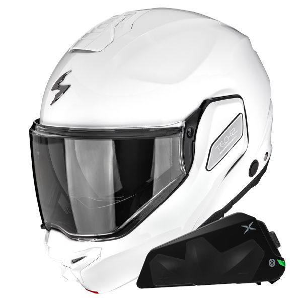 Modular Scorpion Exo-Tech II Solid White + Kit bluetooth Exo-Com Link-1C