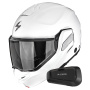 Casque Modular Scorpion Exo-Tech II Solid White + Kit Bluetooth Spirit