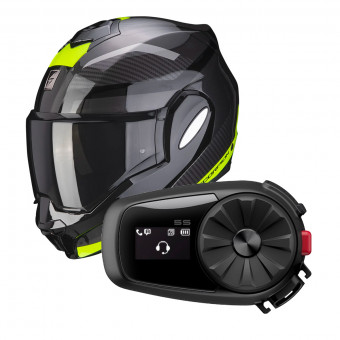 Modular Scorpion Exo Tech Trap Black Neon Yellow + Kit Bluetooth Sena 5S