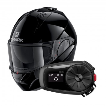 Modular Shark Evo-Es Blank BLK + Kit Bluetooth 5S Solo
