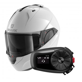 Modular Shark Evo-Es Blank WHU + Kit Bluetooth 5S Solo