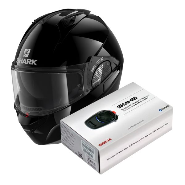 Modular Shark EVO GT Blank BLK + Kit Bluetooth Sena SMH5