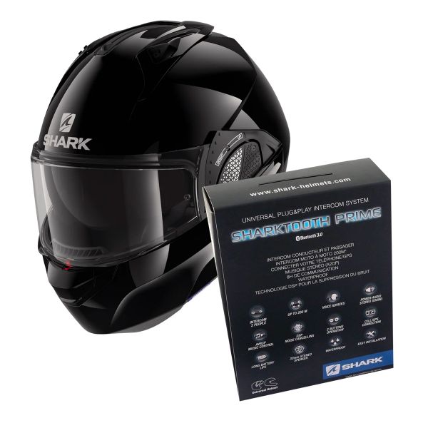 Modular Shark EVO GT Blank BLK + Kit Bluetooth Sharktooth Prime