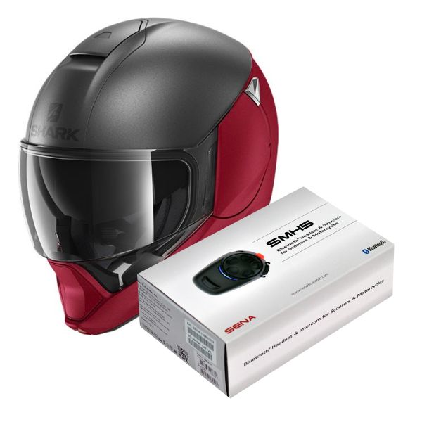 Modular Shark Evojet Dual Blank Mat RAR + Kit Bluetooth Sena SMH5