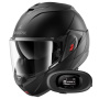 Casque Modular Shark Oxo Blank Mat KMA + Kit bluetooth 5R Lite Solo