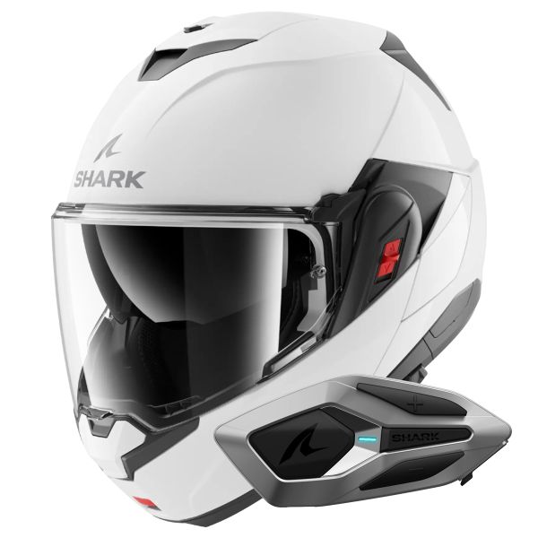 Modular Shark Oxo Blank W05 + Kit Bluetooth Sena for Shark Mesh Solo