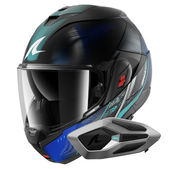 Casque Modular Shark Oxo Speed-Tech KBW + Kit Bluetooth Sena for Shark Mesh Solo Casque Modular Shark Oxo Speed-Tech KBW + Kit Bluetooth Sena for Shark Mesh Solo