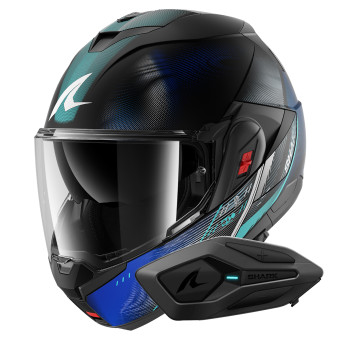 Casque Modular Shark Oxo Speed-Tech KBW + Kit Bluetooth Sena for Shark Solo Casque Modular Shark Oxo Speed-Tech KBW + Kit Bluetooth Sena for Shark Solo