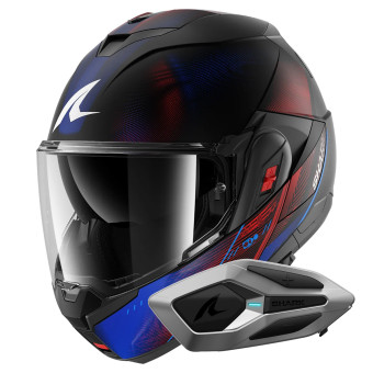Casque Modular Shark Oxo Speed-Tech Mat KBR + Kit Bluetooth Sena for Shark Mesh Solo