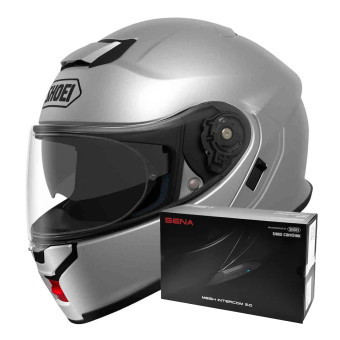 Modular Shoei Neotec 3 Light Silver + Intercom Sena SRL-03
