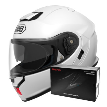 Modular Shoei Neotec 3 White + Intercom Sena SRL-03