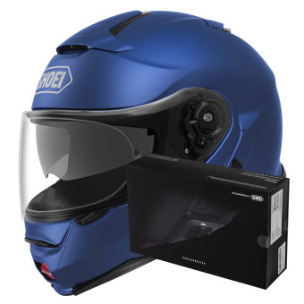 Modular Shoei Neotec II Matt Blue Metal + Intercom Sena SRL-Mesh