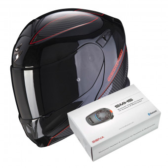 Modular Scorpion Exo 920 Flux Black Red + Kit Bluetooth Sena SMH5 Solo