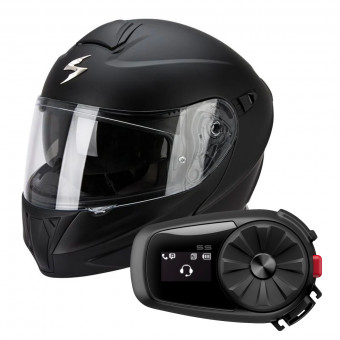 Modular Scorpion Exo 920 Matt Black + Kit Bluetooth Sena 5S Solo