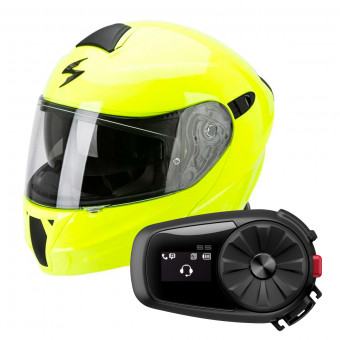 Modular Scorpion Exo 920 Neon Yellow + Kit Bluetooth Sena 5S Solo