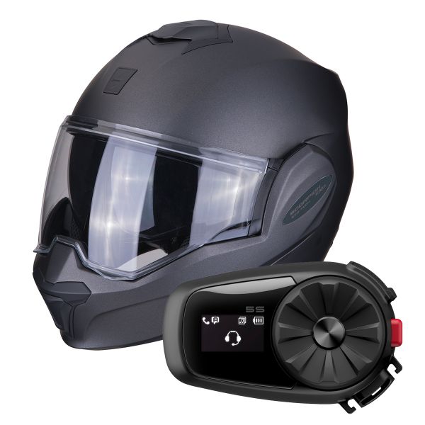 Modular Scorpion Exo Tech Anthracite + Kit Bluetooth Sena 5S Solo
